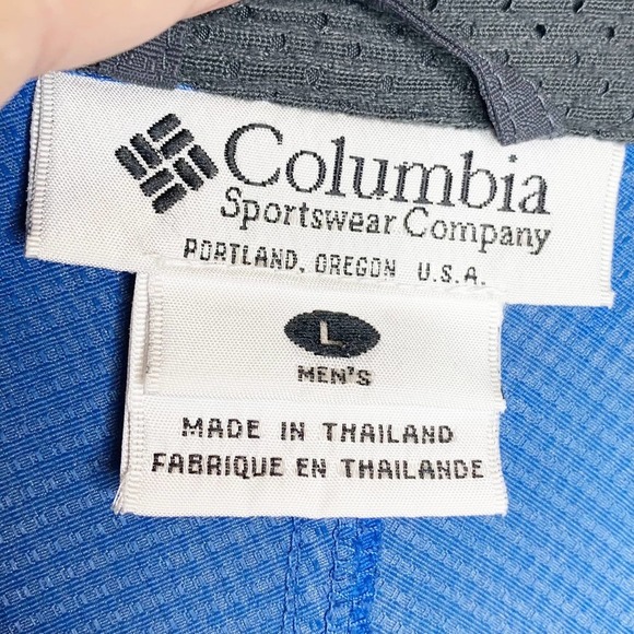 COLUMBIA Vintage‎ Blue Gray Packable Full Zip Windbreaker Jacket Large Mens VTG - Picture 8 of 14